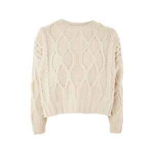 Princess Polly Cropped Cable Knit Sweater Ivory Size 8